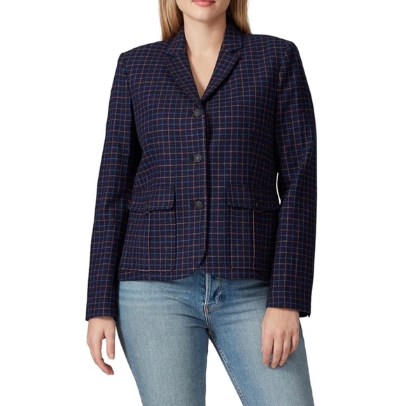 rag & bone Nancie Wool Blazer in Navy Check Size 4 - Picture 3 of 16